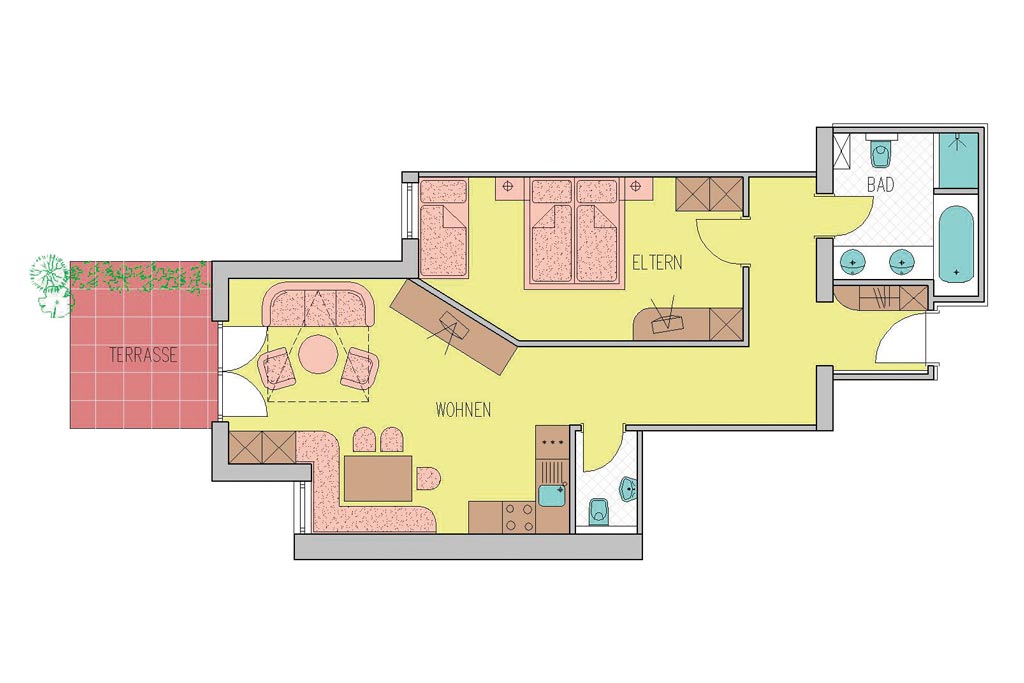 Familien- & Naturhotel Darrehof | Grundriss Naturwohnung Lavendel