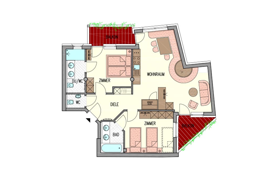 Family- & Nature Hotel Darrehof | Layout Nature Apartment Mistel/Silberdistel